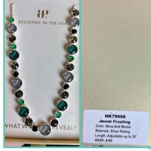 New Silver Emerald Onyx Gemstone Necklace 💎